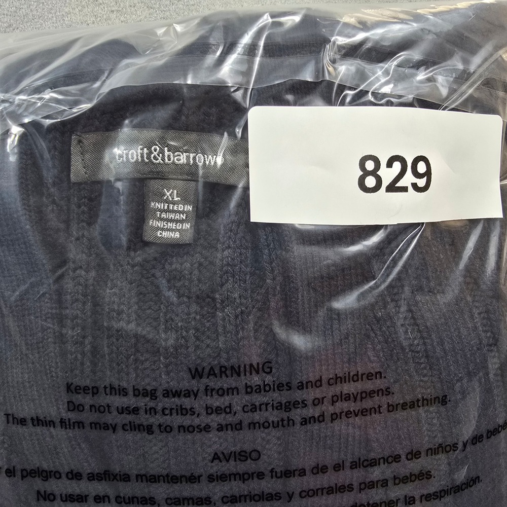 Croft & Barrow Mens XL Navy Blue Cardigan Sweater Cable Knit V-Neck Button Front - Picture 8 of 8